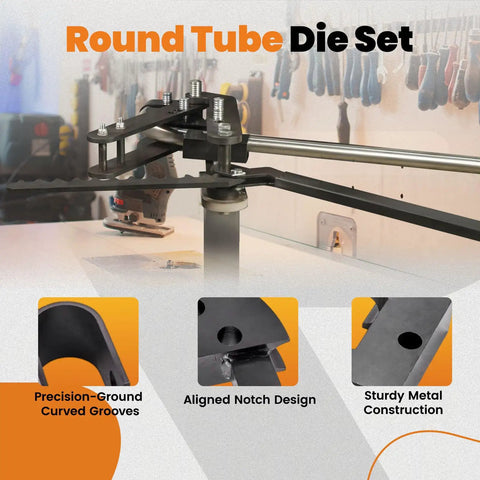 1-5/8 Inch Tubing Die Set For 120 Degree Bends, 5 Inch Radius Die Pair demonstrating precision-ground curved grooves