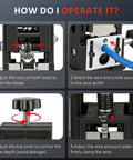 Instructional steps for using Beast Of A Drill Powered Wire Stripper Machine With Hardened Blades And V Groove Rollers For 0.06 To 1 Inch Wires