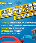 Enzyme Fuel Treatment Concentrate That Keeps Gas in Check and Ethanol Performance Solid bottle with fuel can.