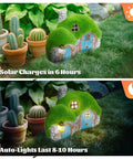 Chill Solar Garden Figurine Light Statue For Outdoor Yard Decor Resin Handmade House Garden Figurine with solar lights, day and night view.