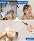 Man using 8 Inch Rain Shower Head With Handheld Spray Combo 11 Inch Angle Adjustable Extension Arm High Pressure Shower System