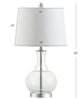 25 Inch Clear Chrome And Brass Glass Table Lamps Set Of 2 With White Linen Drum Shades, Modern Bedside Lamps For Bedroom Or Living Room.