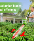 Man using Cordless 24V Polesaw And Hedge Trimmer Combo Kit with 20 inch hedge trimmer pole on bushes