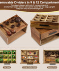 Wood Tea Bag Organizer With Gift Box Double Drawer Tea Box open showing compartments for tea bags and accessories