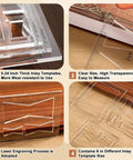 Heavy Duty Acrylic Butterfly Router Templates And Bowtie Jig Kit For Knockout Woodworking Inlay Results 8 By 7 Inch shown on a wooden table.