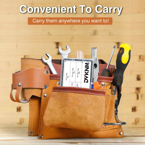 Toolbelt with various tools, including a screwdriver and wrenches, emphasizing convenience for DIY projects.