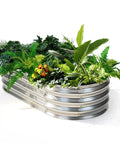Tough Oval Galvanized Raised Garden Bed For Outdoors, Open Bottom Metal Planter Box Ideal For Vegetables, Flowers, And Herbs, 4x2x1 Ft