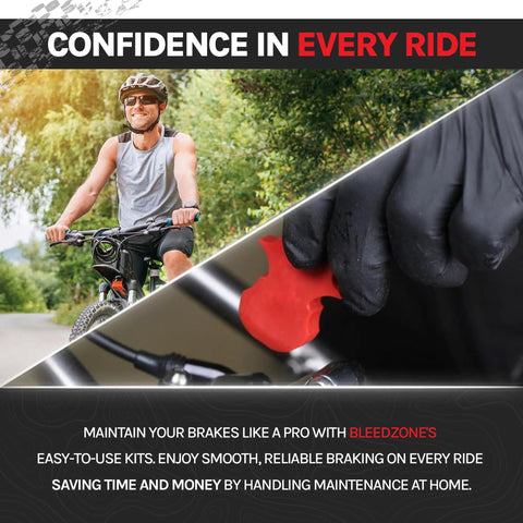 Cyclist on road with Universal Hydraulic Brake Bleed Kit For Shimano Tektro Magura SRAM And More Easy To Use Bike Bleeder Tool image