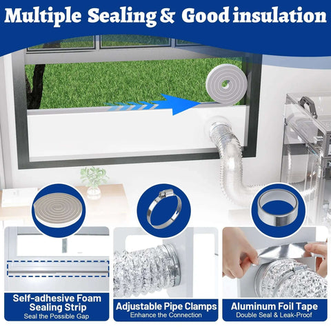 Window Vent Kit With Louvered Cover For 3 Inch And 4 Inch Vent Hose Fits Dryers Laser Engravers And 3D Printer Enclosures with sealing components.