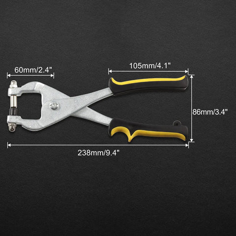 9.5 Inch Ceiling Grid Punch Tool For Suspended Ceilings, showing size and design with compound leverage handles, on black background.