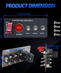 Dimensions of 12V Racing Car Ignition Switch Panel 5 In 1 With Engine Start Button, LED Toggle Switches, Carbon Fiber Look, Push Start Panel