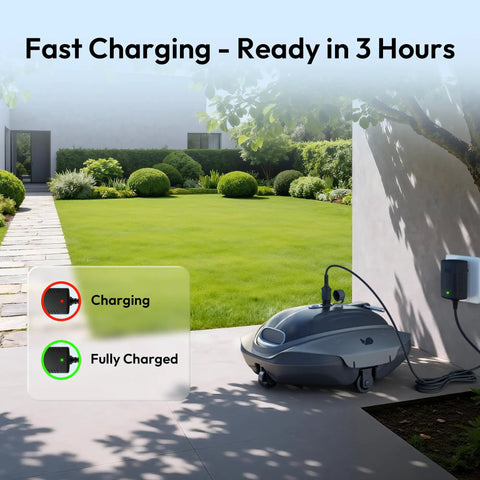 Beast Cordless Robotic Pool Cleaner With Industry Leading Suction Power DirtLock Tech 2.0 charging outdoors