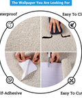 Light Brown Granite Peel And Stick Countertop Paper, 24 By 354 Inch close-up showing waterproof, easy to clean, self-adhesive, easy to cut features