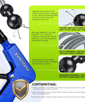 Toilet Auger Drain Cleaner With Flexible Gripper for Snagging Lost Items and Clearing Minor Clogs, blue handle, close-up view