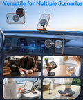 15W MagSafe Car Mount Charger With Vacuum Suction Cup And Nano Adhesive Base, Fast Wireless Holder On Dashboard and Home Use