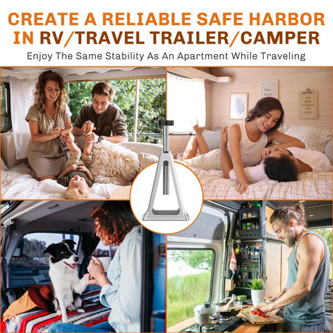 Premium Cast Aluminum Rv Stabilizer Jacks 4 Pack Heavy Duty Leveling Kit For Travel Trailer Camper adjustable support for safe camping.