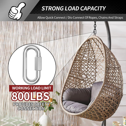 15 Pack Heavy Duty Chain Hooks Quick Links In 304 Stainless Steel One Quarter Inch Locking Carabiners Anti Rust Chain Connectors