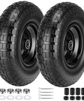 No Flat 4 To 6 Wheel And Tire Set With 13 Inch Wheels Solid Foam Filled Tires For Wheelbarrows Garden Carts Two Pack Black