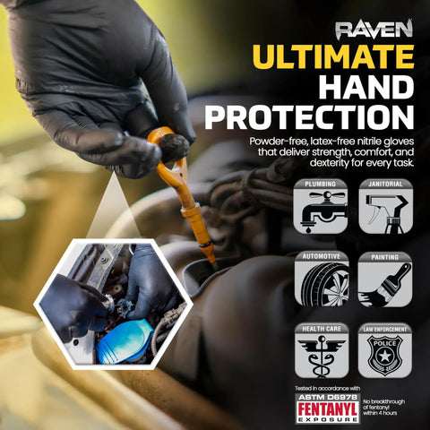 7 Mil Powder Free Nitrile Disposable Gloves XL Latex Free Chemical and Puncture Resistant With Textured Grip For Automotive Use