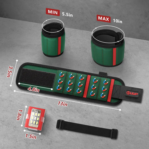 Magnetic Wristband With LED Light For Mechanics And DIY Pros Tool Belt Gift For Fathers Day HVAC Tech Construction Worker Worksite Essential