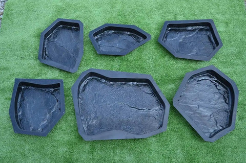 Six Piece Concrete Molds Set For Flagstone Pavement Stones DIY Kit ABS Plastic Molds For Garden Walkways And Patio Pavers