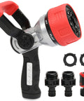 Heavy Duty Metal Fireman Hose Nozzle With Seven Spray Patterns High Pressure Garden Sprayer Quick Connect Set And Bonus Washers