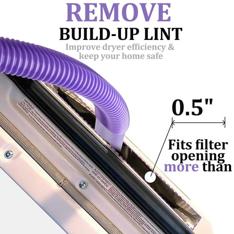 Must Have Dryer Vent Vacuum Attachments Kit No Fuss For Dyson Handheld Vacuums V15 V15s showing lint removal hose in dryer