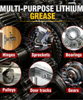 Heavy Duty Lithium Grease With Built In Brush For Hinges Bearings Gears And Track Rails Keeps Parts Quiet Reduces Wear And Friction