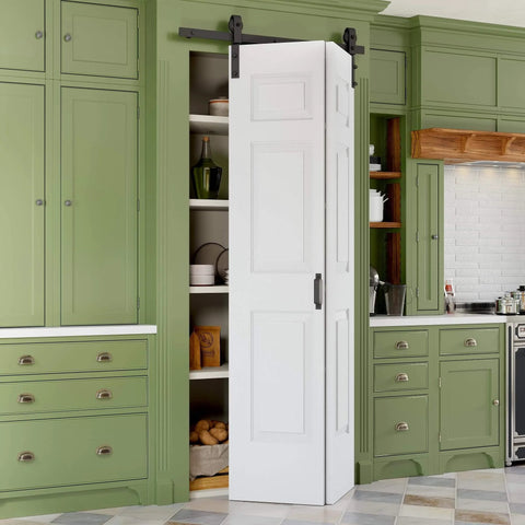 Paintable 40 By 84 Inch Bifold Barn Door With Six Panels No Assembly Required No Sweat Easy Glide Sliding Closet Doors