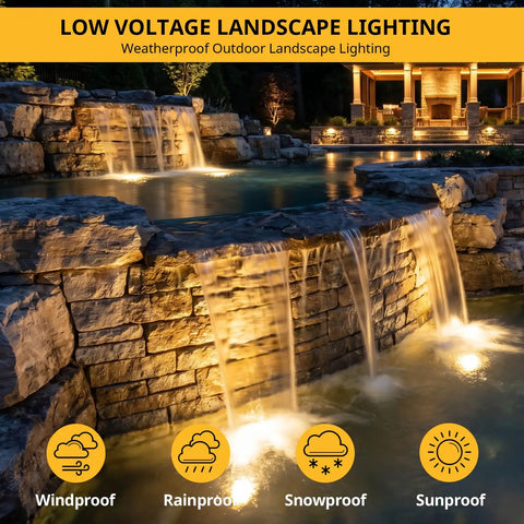Submersible LED Pond Light Low Voltage Underwater Landscape Lighting for ponds, fountains, pools, water gardens at night
