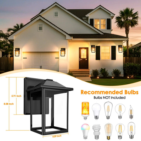 Heavy Duty Outdoor Wall Light Built Sick For Rain Or Shine Premium Metal Sconce With Shatter Proof Glass installed on a house.