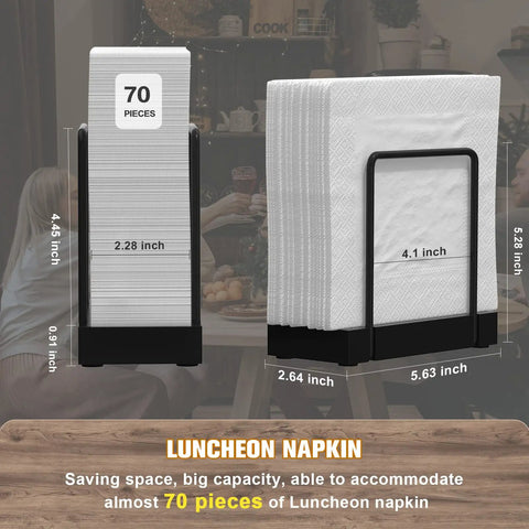 Table Top Napkin Holder Made of Bamboo and Iron, Standing Dispenser for Kitchen and Dining with 70 napkins capacity