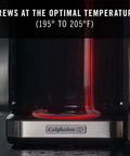 Close-up of coffee brewing temperature on Programmable Coffee Maker With Glass Carafe, 14 Cup Capacity, Stainless Steel Finish