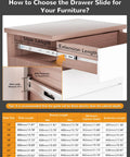 14 Inch Side Mount Soft Close Drawer Slides Set With 5 Pairs Heavy Duty Full Extension, Tough As Nails Built To Last Metal Ball Bearing Runners, Quiet Self Closing Dresser Glides, Mounting Brackets Included, 100 Pound Capacity, drawer size guide chart