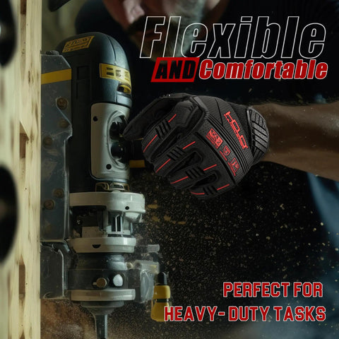 Anti Vibration Work Gloves With Grip And SBR Palm Padding for Real Relief From Tool Vibration TPR Impact Protection in use
