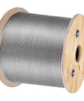 Spool of Three Sixteenth Inch Stainless Steel Cable Braided Aircraft Wire Rope Seven By Nineteen Strands Marine Grade T304 Five Hundred Feet