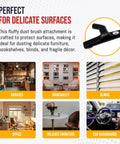 Deluxe Horsehair Brush Attachment Top Notch For Vacuum Cleaners scratch-free cleaning on delicate surfaces like bookshelves and blinds