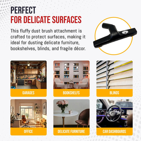 Deluxe Horsehair Brush Attachment Top Notch For Vacuum Cleaners scratch-free cleaning on delicate surfaces like bookshelves and blinds
