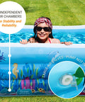Woman enjoying Ultra Spacious Family Sized Inflatable Pool 100 Inch By 66 Inch By 23 Inch Above Ground Kiddie Lounge Blow Up Pool