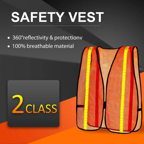 Neon Orange 20 Pack High Visibility Reflective Safety Vests with Lightweight Mesh Breathable Universal Size for Men