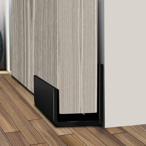 Installed 2 Pack Solid U Shaped Guide Wheel Set With Flush Flat Bottom For Sliding Doors And Cupboards, Matte Black Finish