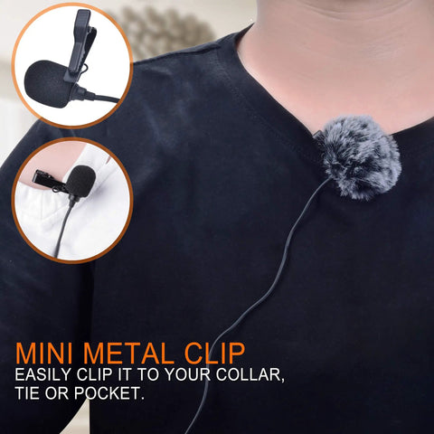 Two Pack Lavalier Microphone With XLR Output, Omni Directional Lapel Mic, Phantom Powered CVM V02O clipped on shirt