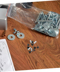 Knife handle repair kit with rivets and screws; stainless steel hardware with washers and spacers, 4-piece set.