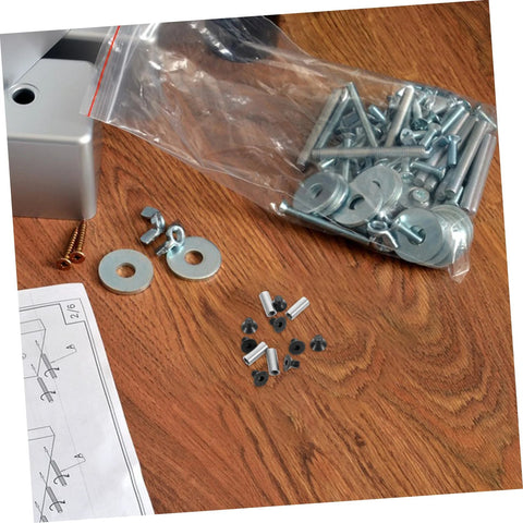 Knife handle repair kit with rivets and screws; stainless steel hardware with washers and spacers, 4-piece set.