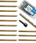 12 Pack 5/16-18 X 4 Inch Hanger Bolts With Alloy Steel Driver And HSS Twist Drill Set for furniture assembly