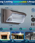 120W Outdoor LED Wall Pack Light 15840 Lumens 5000K Daylight IP65 Waterproof Security Flood Light For Garages