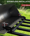Heavy Duty 42 Inch Clamp On Debris Forks For Skid Steer And Tractor Loaders With 2500 Lbs Capacity attached to bucket