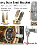 Heavy Duty Rubber Caster Wheels 4 Pack, 10 Inch Swivel Plate Casters With Brakes, Steel bracket details and measurement shown.