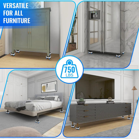 Heavy Duty Furniture Movers And Hex Sliders With Roller Wheels No Sweat Moving Tool Set for large furniture on different surfaces.