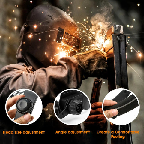 Welder using helmet with adjustable sweatband headband replacement for welding helmet headgear made from PP material.